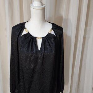 NWT- Cut Out Chain Detail Black Blouse